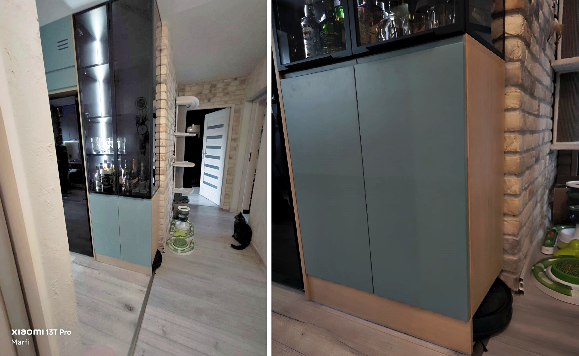 Barschrank mit Glasvitrine und LED-Beleuchtung