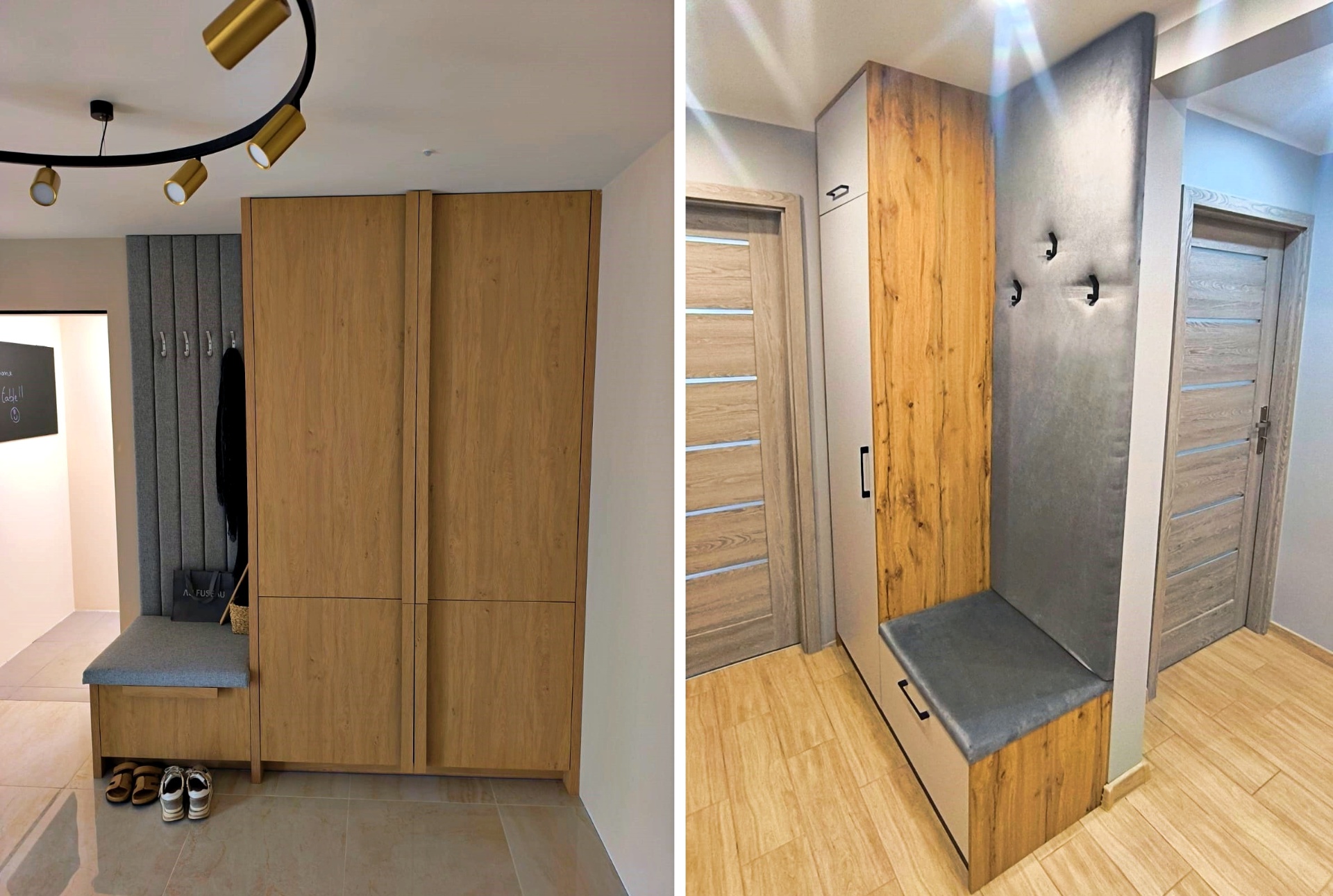 Garderobe mit Sitzbank in Eichenoptik
